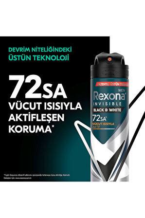 Rexona Men Erkek Sprey Deodorant Invisible Black & White 150 ml x3
