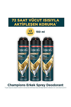 Rexona Men Erkek Sprey Deodorant Champions 150 ml x3