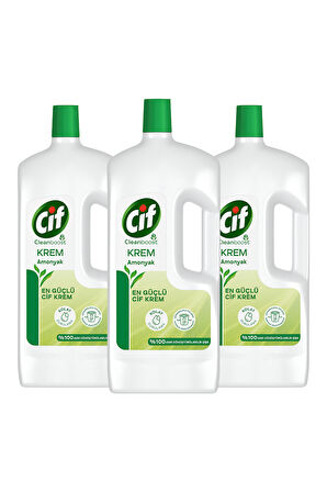 Cif Krem Yüzey Temizleyici Amonyaklı Yağ ve Kireç Sökücü Leke Çıkarıcı 1500 ml x3