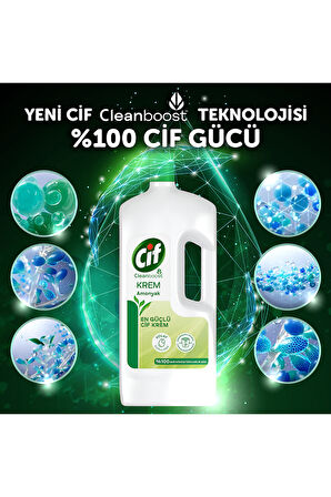 Cif Krem Yüzey Temizleyici Amonyaklı Yağ ve Kireç Sökücü Leke Çıkarıcı 1500 ml x3