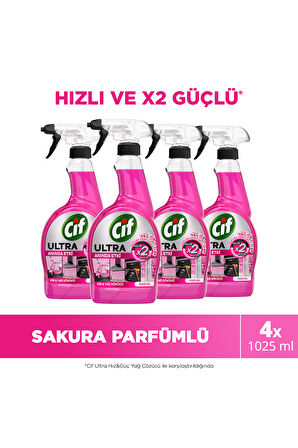 Cif Ultra Sprey Sakura Parfümlü Kir ve Yağ Sökücü 1025 ml x4
