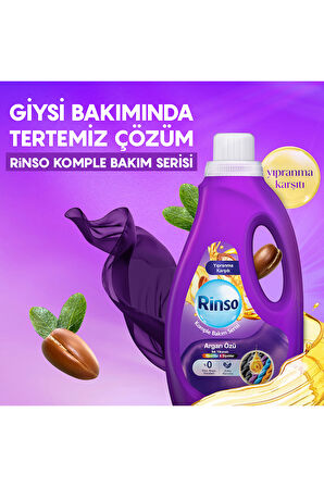 Rinso Sıvı Çamaşır Deterjanı Komple Bakım Serisi Argan Özü Renkliler ve Siyahlar İçin 2.5 L x2
