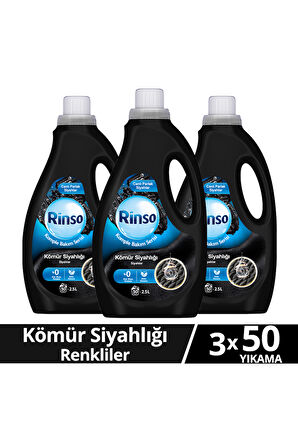 Rinso Sıvı Çamaşır Deterjanı Komple Bakım Serisi Kömür Siyahlığı Siyahlar 2.5 L x3