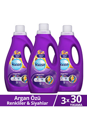 Rinso Sıvı Çamaşır Deterjanı Komple Bakım Serisi Argan Özü Renkliler ve Siyahlar İçin 1.5 Lx3