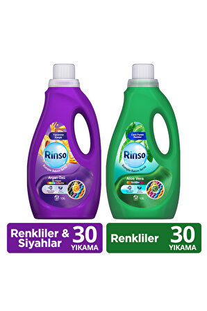 Rinso Sıvı Argan Özü Renkliler ve Siyahlar 1.5L x1 + Rinso Sıvı Aloe Vera Renkliler 1.5L x1