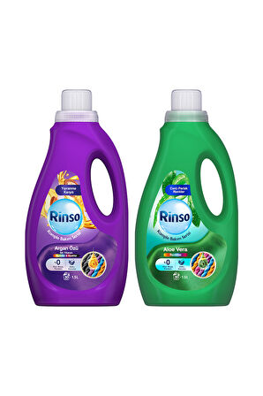 Rinso Sıvı Argan Özü Renkliler ve Siyahlar 1.5L x1 + Rinso Sıvı Aloe Vera Renkliler 1.5L x1