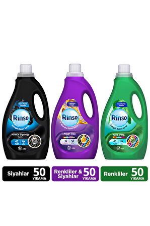 Rinso Sıvı Argan Özü Renkliler ve Siyah 2.5L x1 Aloe Vera Renkliler 2.5L x1 Kömür Siyahlığı 2.5L x1