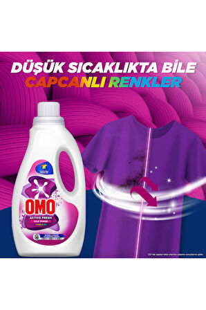 Omo Active Fresh Cold Power Renkliler için Sıvı Deterjan 1500 ml x2