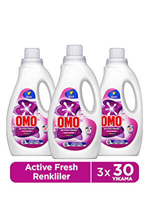 Omo Active Fresh Cold Power Renkliler için Sıvı Deterjan 1500 ml x3