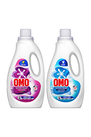 Omo Active Fresh Cold Power Beyazlar Sıvı Deterjan 1500ml x1 + Omo Renkliler Sıvı Deterjan 1500ml x1