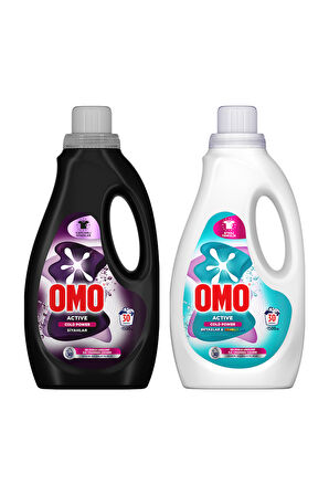 Omo Active Cold Power Siyahlar Sıvı Deterjan 1500 ml x1 + Omo Beyazlar ve Renkliler Sıvı 1500 ml x1