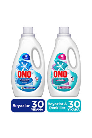 Omo Active Cold Power Beyazlar ve Renkliler Sıvı 1500 ml x1 + Omo Beyazlar Sıvı Deterjan 1500 ml x1