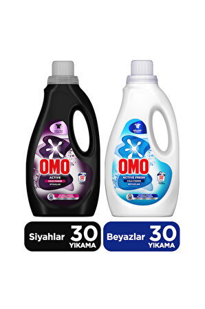 Omo Active Cold Power Siyahlar Sıvı Deterjan 1500 ml x1 +  Omo Beyazlar Sıvı Deterjan 1500 ml x1