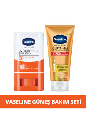 Vaseline Günlük Güneş Koruyucu Stick SPF 50+ 15 g + Gluta-Hya SPF 50 Losyon 150 ml