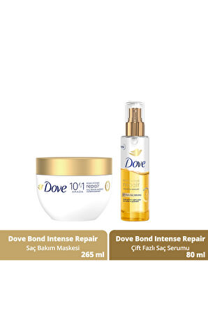 Dove Bond Intense Repair Saç Bakım Maskesi 265 ml + Çift Fazlı Saç Serumu 80 ml