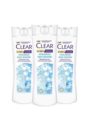 Clear Women Kepeğe Karşı Etkili Saç Bakım Şampuanı Hyaluron Nem Terapisi 350 ml x3