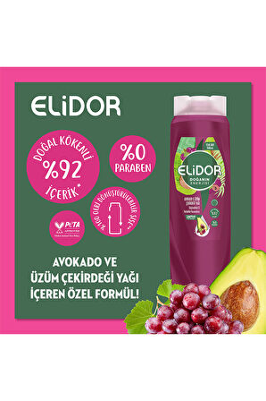 Elidor Doğanın Enerjisi Şampuan Avokado ve Üzüm Çekirdeği Yağı 400 ml + Saç Bakım Kremi 350 ml