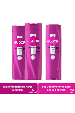 Elidor Saç Bakım Şampuanı Saç Dökülmelerine Karşı 400 ml x2 + Saç Bakım Kremi 350 ml