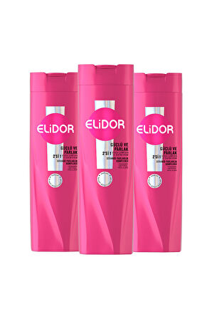 Elidor Şampuan ve Bakım Kremi Güçlü Parlak 400 ml x3