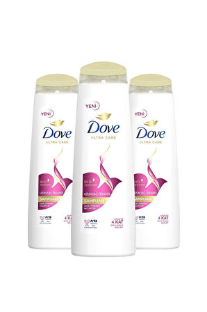 Dove Şampuan Uzun Saç Terapisi Yıpranmış Saçlar İçin 400 ml x3