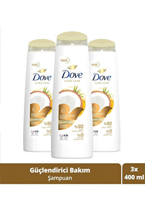 Dove Şampuan Güçlendirici Bakım Hindistan Cevizi Yağı 400 ml x3