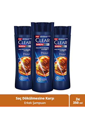 Clear Kepeğe Karşı Şampuan Saç Dökülmesine Karşı 350 ml x3