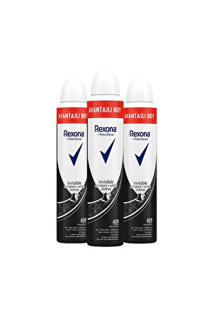 Rexona Invisible Black & White 72 Saat Kadın Sprey Dodrant 3 x 200 ML