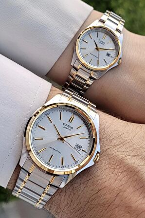 Casio CSISTE56 Gold Gümüş Renk Hediye Paketli Sevgili Çift Kol Saati