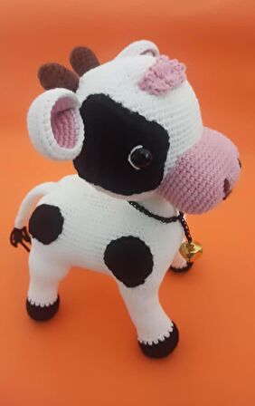 Sevimli Inek Organik Amigurumi Örgü Oyuncak