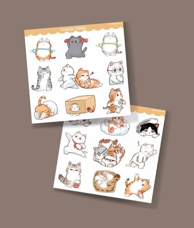 2 Li - sevimli sticker Sevimli Kedi etiketleri -kawai cat -Telefon süslemeleri kedi çıkartmaları -mat kağıt-
