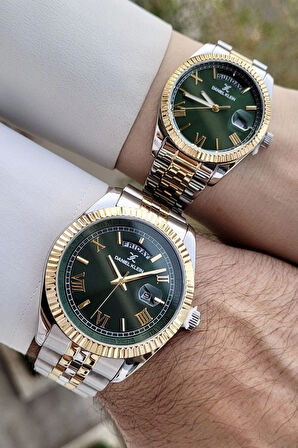 Daniel Klein DKISTE1363 Kadranı Yeşil Kordonu Gold Gümüş Renk Hediye Paketli Sevgili Çift Kol Saati