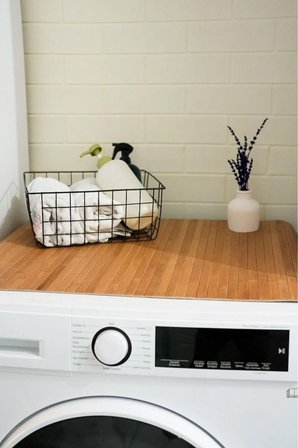 Bambu Banyo Matı Çamaşır Makinası Üstü Örtüsü Koltuk Matı Ahşap Kanepe Koltuk Kenarı Matı 68X45 cm