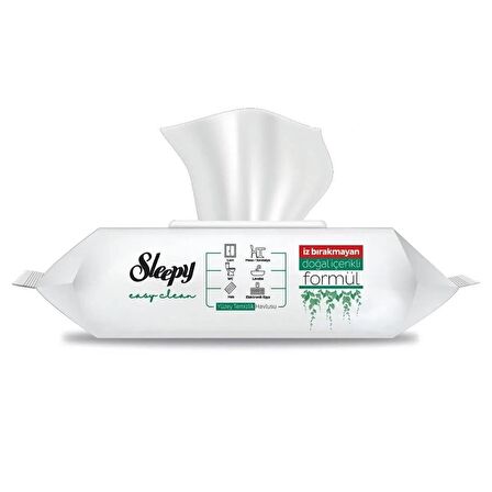 Sleepy Easy Clean Sirke Karbonat Beyaz Sabun Katkılı Yüzey Temizlik Islak Havlusu - 100'lü Paket