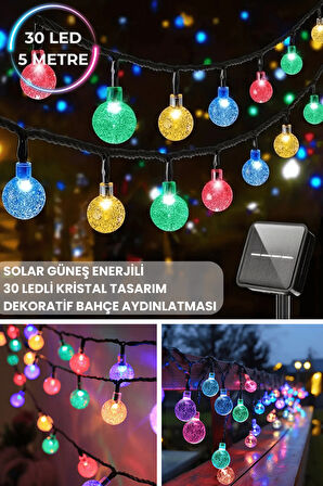 Technojet 30 Top Ledli Solar Kristal Bahçe Dekorasyon Aydınlatma RGB Işık Güneş Enerjili