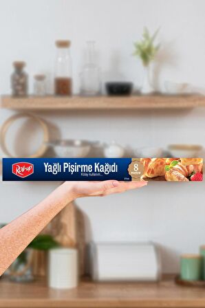 Roll-Up Yağlı Fırın Tepsi Pişirme Kızartma Kağıdı - 8 Metre - 10 Kutu