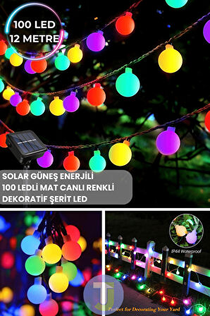 Technojet 100 Led 11m Solar Led RGB Işık Güneş Enerjili Bahçe Teras Balkon Ağaç Lambası Aydınlatma