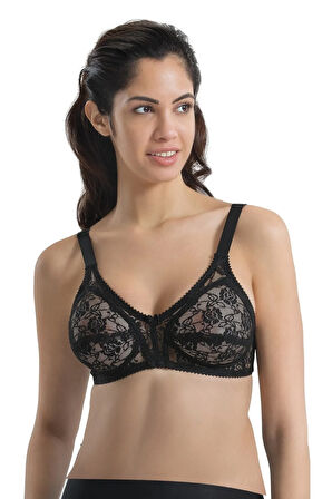 Kadın Siyah Mınımızer Dantelli Toparlayıcı Sütyen