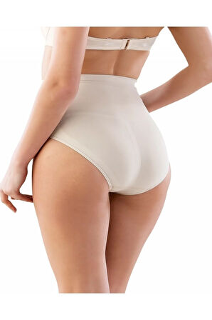 Bej Düşük Bel Çift Kat Slip Külot Korse