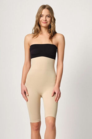 Kadın Ten Uzun Paça Seamless Double Boxer Korse 