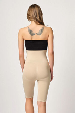 Kadın Ten Uzun Paça Seamless Double Boxer Korse 