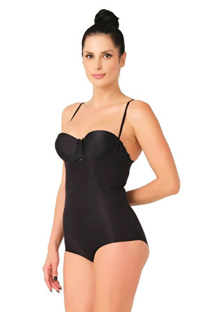 Kadın Siyah Lazer Kesim Slip Korse