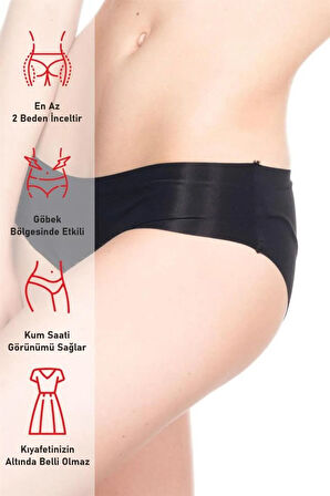Siyah 2818 Slip Külot Lazer Korse