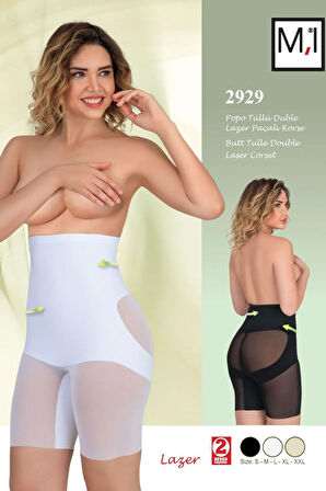 Hamile Beyaz Lazer Paçalı Tüllü Double Lohusa Korse