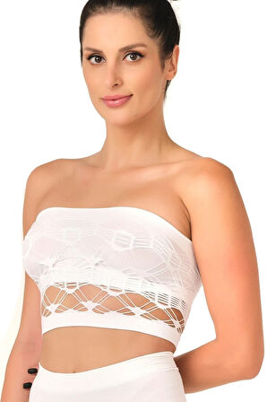 Seamless Straplez Çift Kat Örme Bustiyer 4050 Siyah