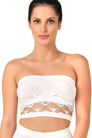 Seamless Straplez Çift Kat Örme Bustiyer 4050 Siyah