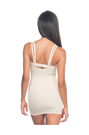 Kadın Ten Rengi Toparlayıcı Göğsü Açık Kombinezon Korse