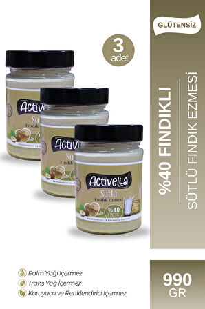 Activella Sütlü Fındık Ezmesi 330gr %40 Fındıklı X3
