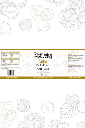 Activella Sütlü Fındık Ezmesi 330gr %50 Fındıklı X3