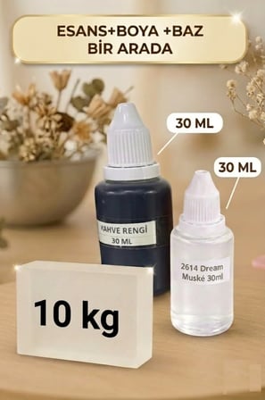 Kendi Sabununu Yap! 10 KG Şeffaf Sabun Bazı + Dream Musk Esansı +Kahverengi Boya
