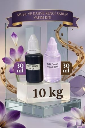 Kendi Sabununu Yap! 10 KG Şeffaf Sabun Bazı + Dream Musk Esansı +Kahverengi Boya